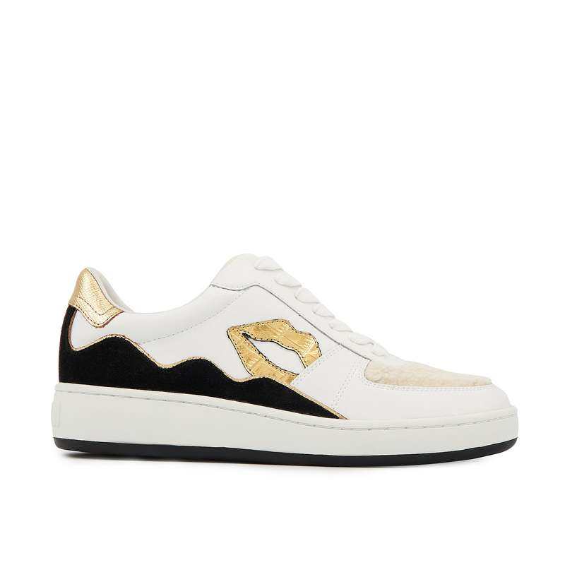 Baskets en cuir Loulou blanc gold croco