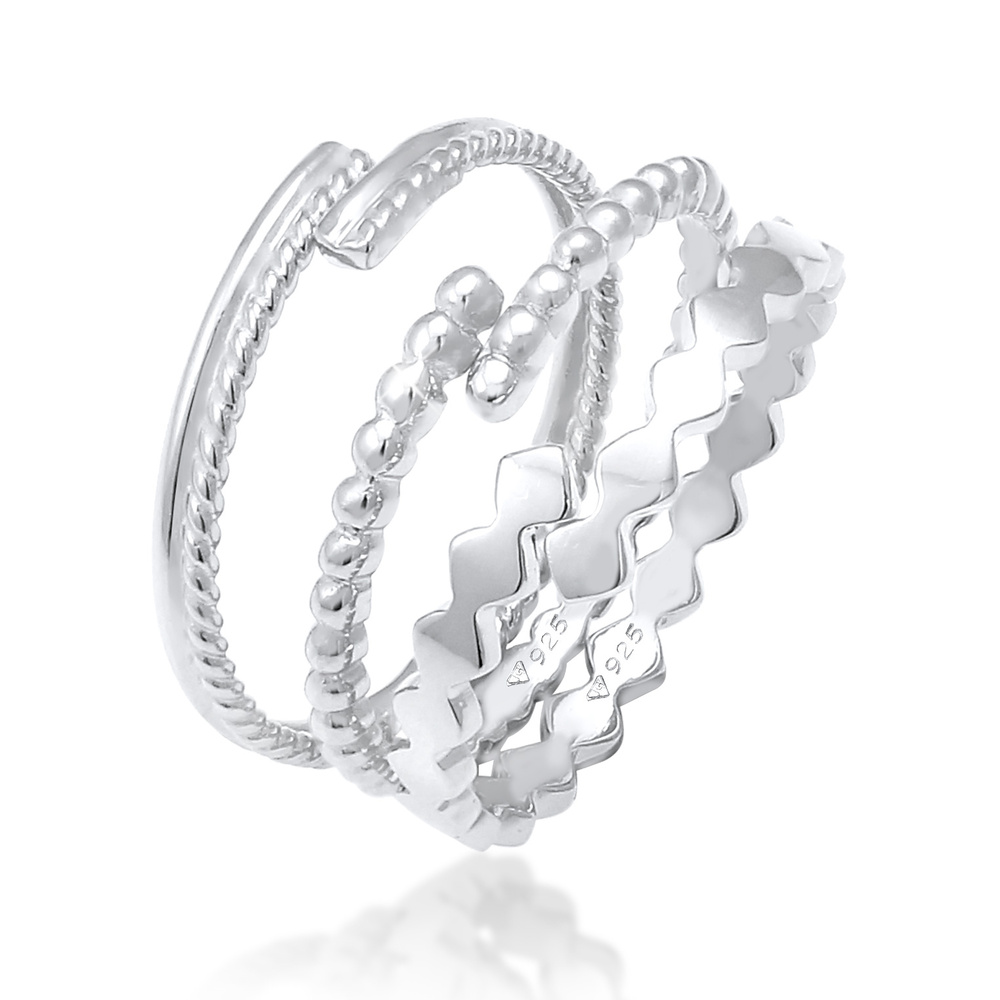 Elli Elli Bague Bague à empiler pour dames, sertie d'une bague ouverte Geo Minimal aju Bague