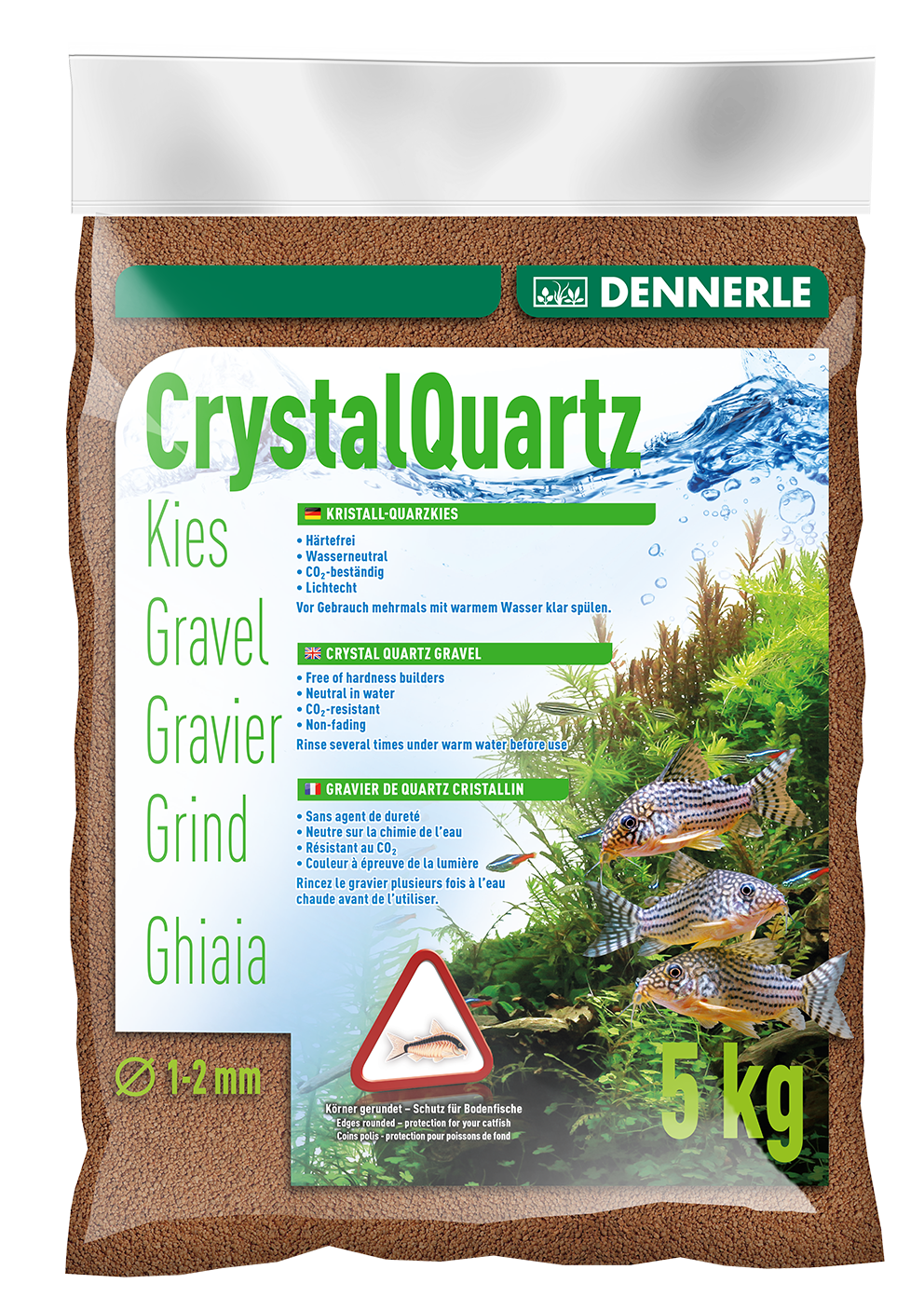 DENNERLE Bodengrund DENNERLE Kristall Quarzkies 5kg rehbraun