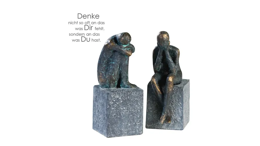 GILDE Poly Skulptur Lonely H=16cm bronzefarben, grau
