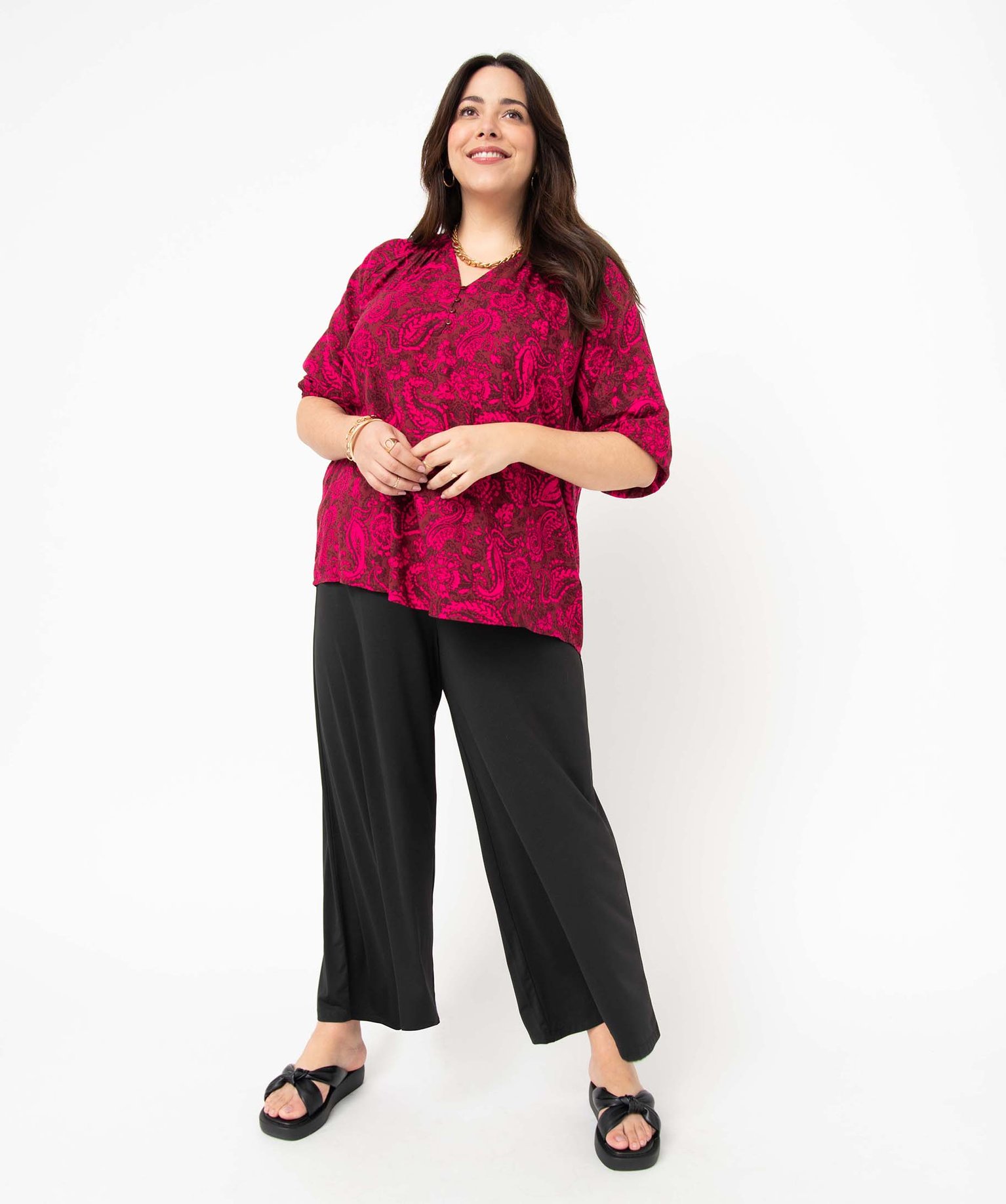 Blouse imprimée à manches 3/4 femme grande taille imprime | GEMO