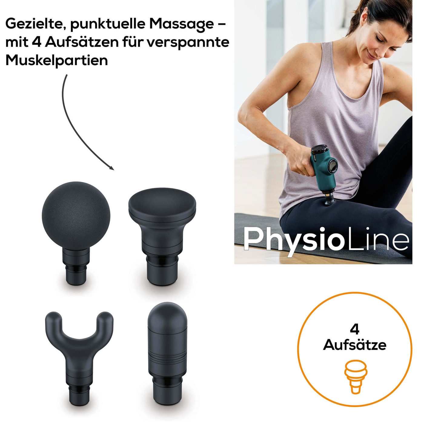 Beurer MG 99 MASSAGE GUN compact-Kompakte Massagepistole zur gezielten Muskelmassage mit 4 Aufsätzen