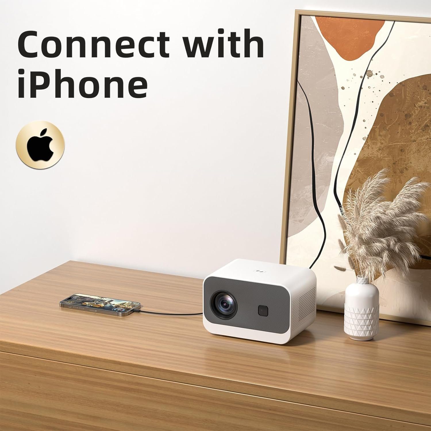sainyer [Electric Fokus] 5G WiFi Mini Bluetooth 4K-Unterstützung Portabler Projektor (300 lm, ‎1920 x 1080 px, Video Projektor,300” Display, Outdoor Beamer für TV Stick/HDMI/USB)