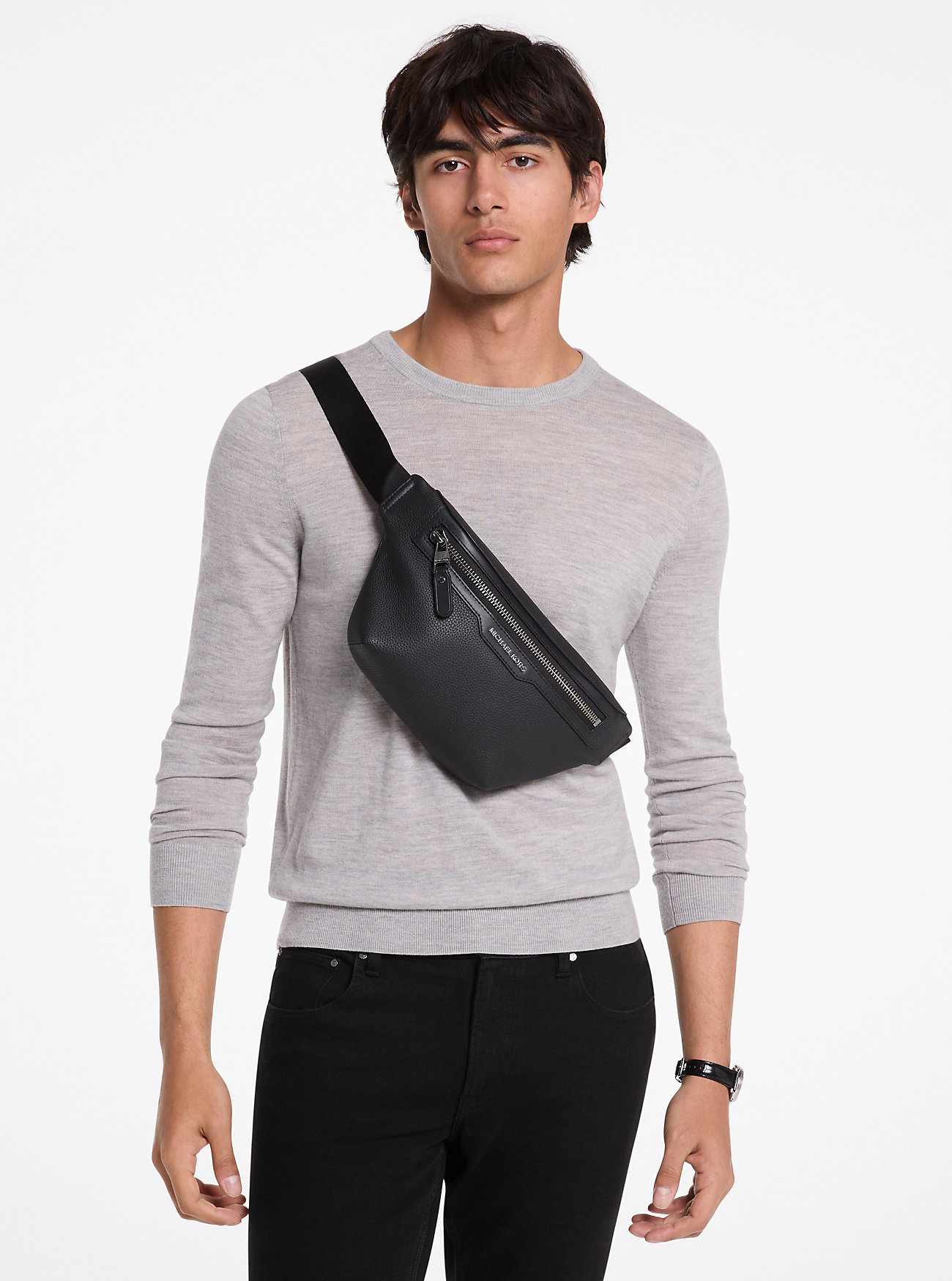 Borsa a tracolla Hudson in pelle martellata - NERA