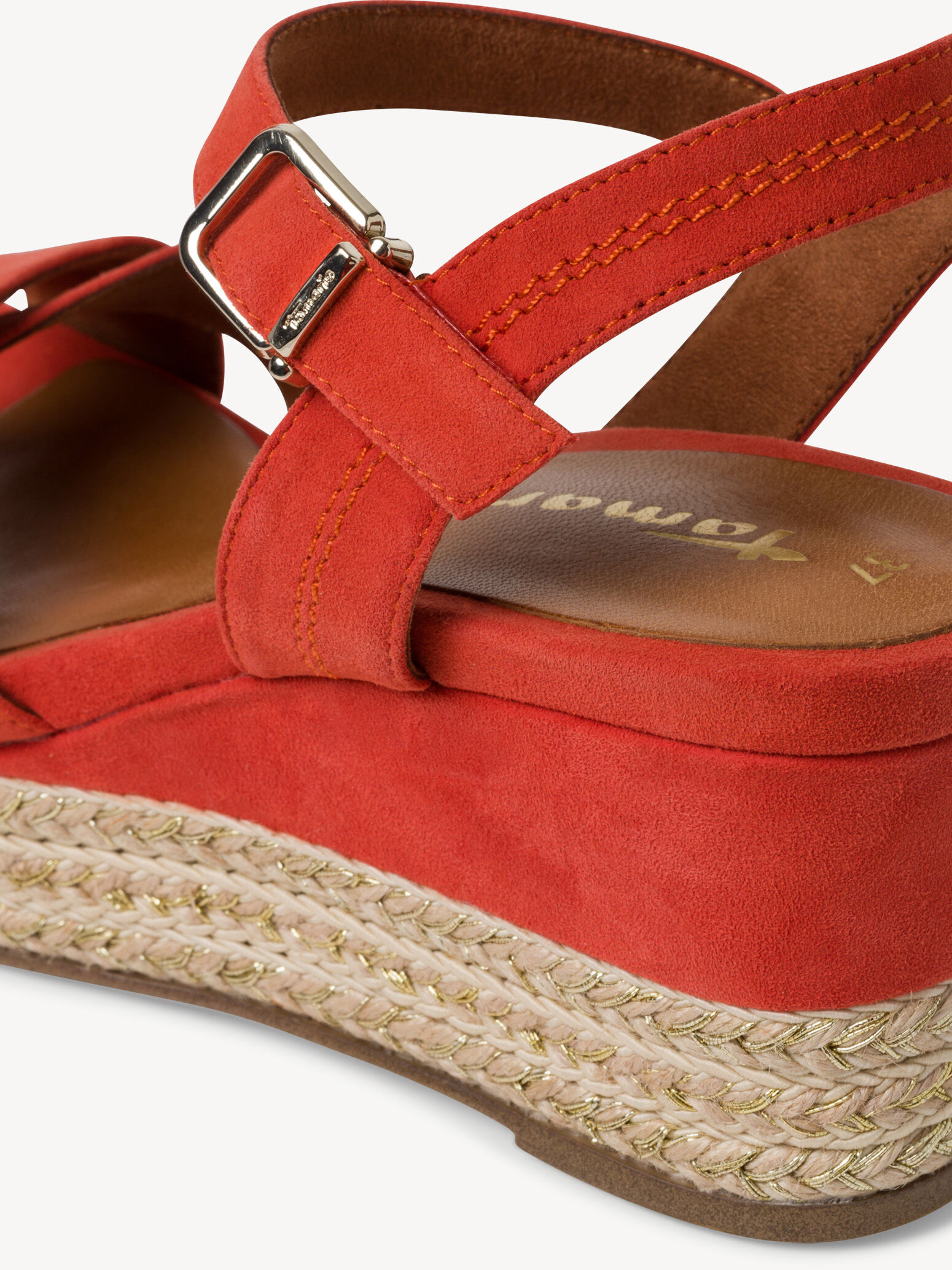 Sandale à talon en cuir - orange