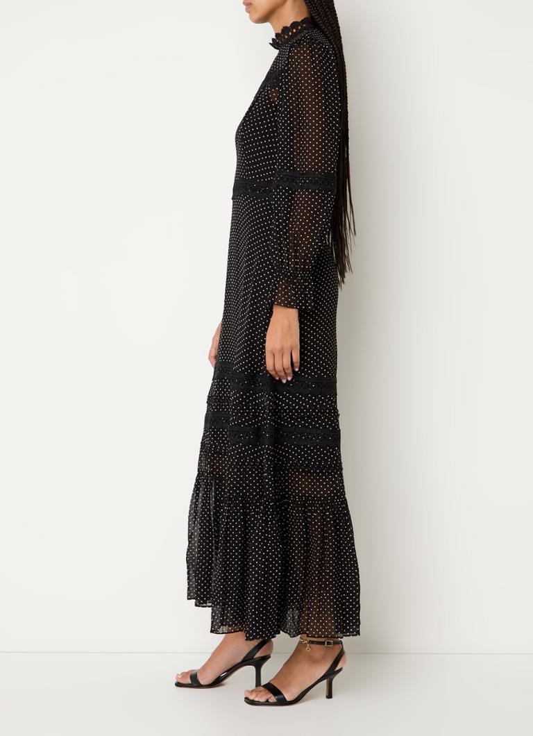 Vestido midi semitransparente Celestia de LKBennett con lunares y bordados.