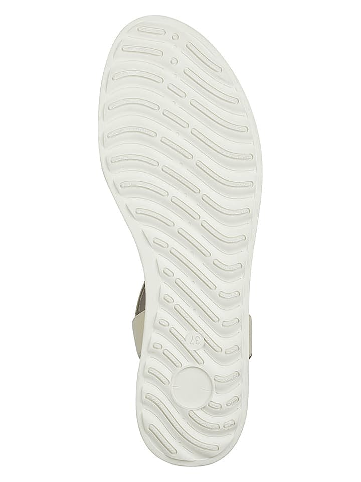 Tamaris Leder-Keilsandaletten in Creme günstig kaufen 40