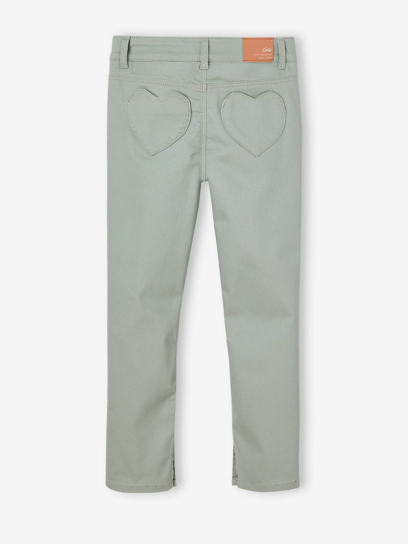 Pantalon slim indestructible fille poches coeurs au dos blush
