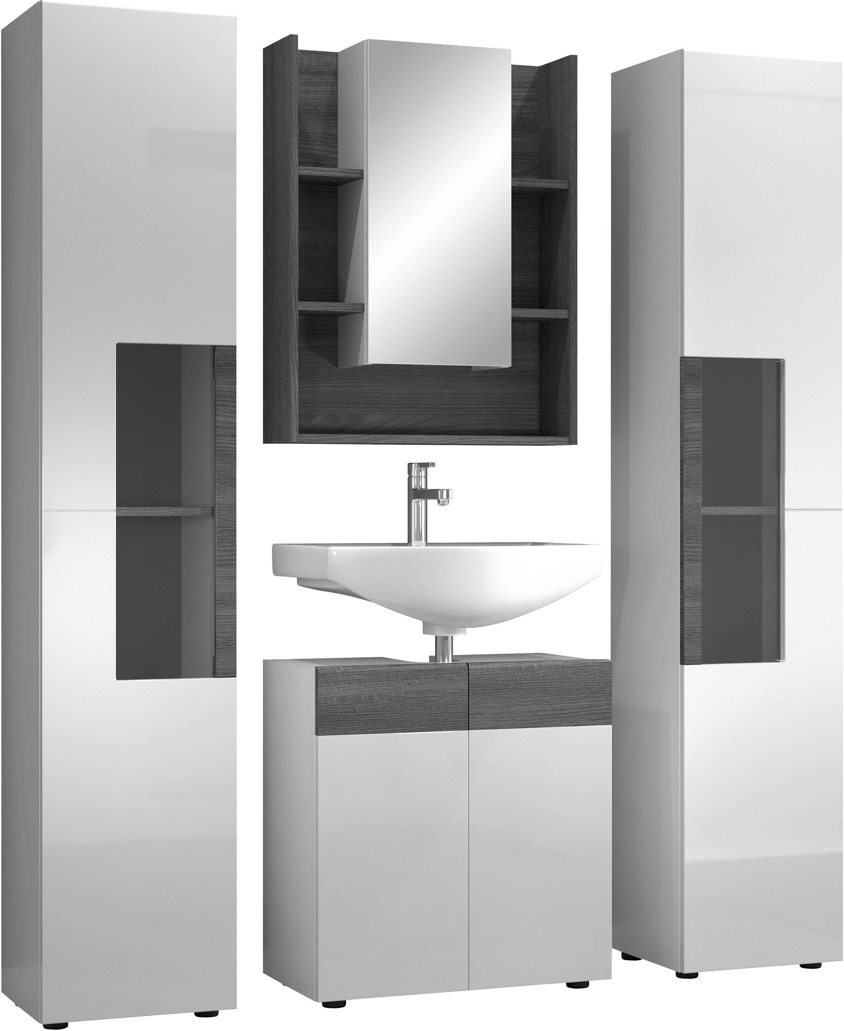 welltime Badezimmer-Set Dijon, (4-St), Grifflos, 4-teilig