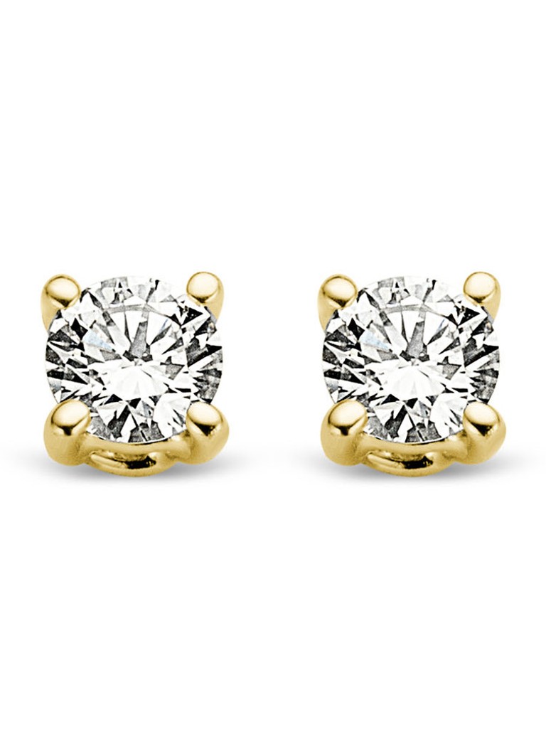 Diamond Point Yellow gold solitaire lab-grown diamond stud earrings, 0.06 ct. 0.06 ct diamond Lab-grown diamond