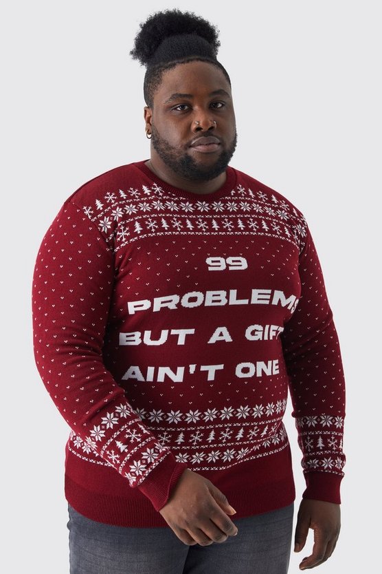 Plus Weihnachtspullover mit 99 Problems Print