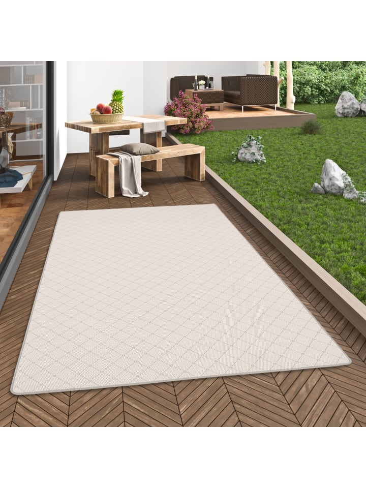 Snapstyle In & Outdoor Teppich Flachgewebe Oslo Karo Modern in Hellgrau günstig kaufen
