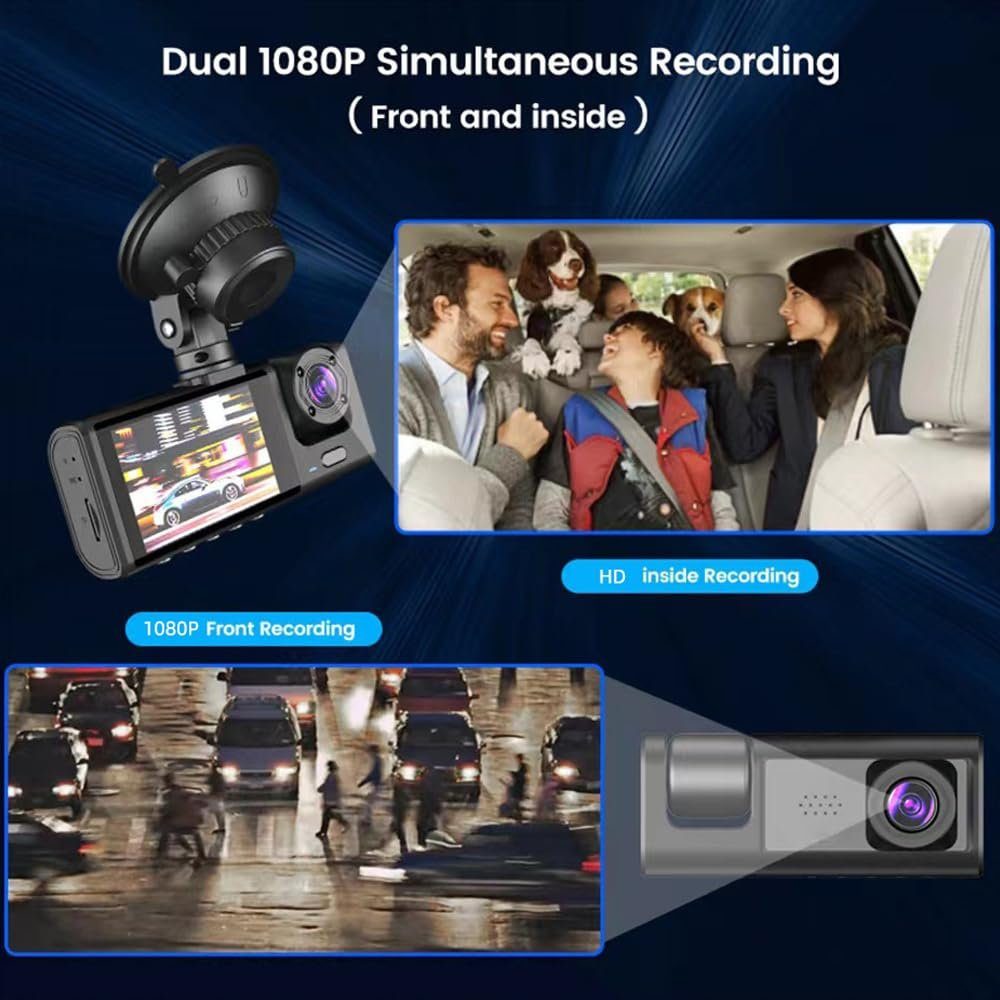 Welikera 3-Kamera 1080P Fahrrekorder Auto mit 170° Weitwinkelobjektiv Dashcam (Nachtsichtfunktion)