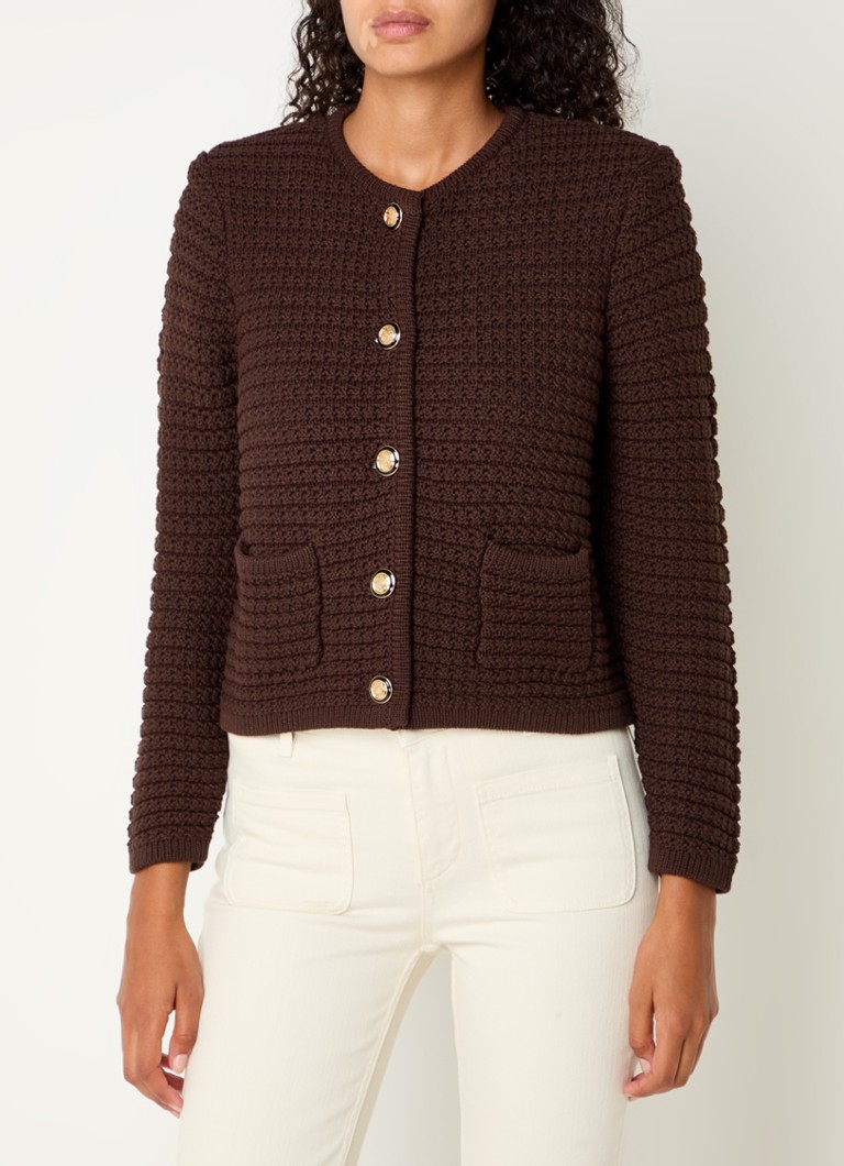Cardigan gros țesut Gaspard de la Ba&sh, cu buzunare aplicate.