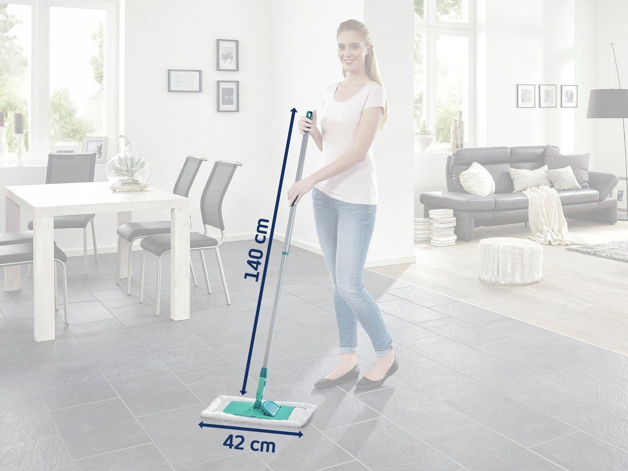 Leifheit Bodenwischer-Set Classic XL microfibre Tele, inkl. 100% Microfaser-Wischbezug