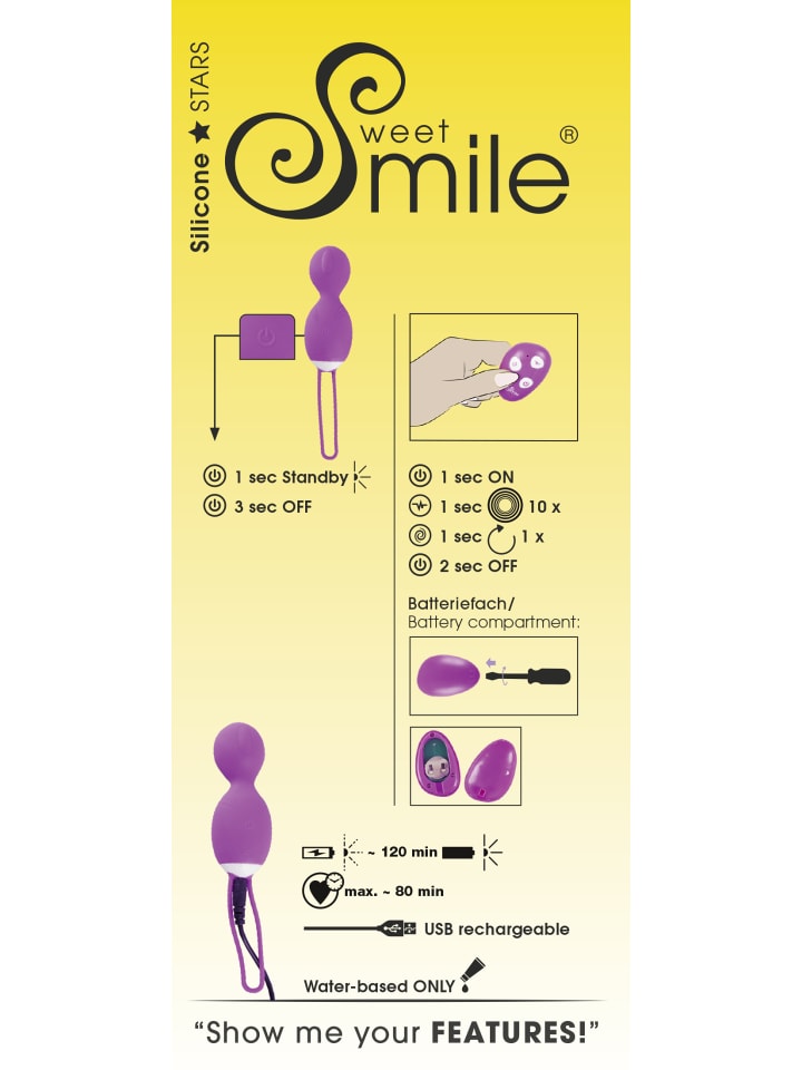 Sweet Smile Vibrokugeln RC Rotating Love Ball in lila günstig kaufen 16 cm