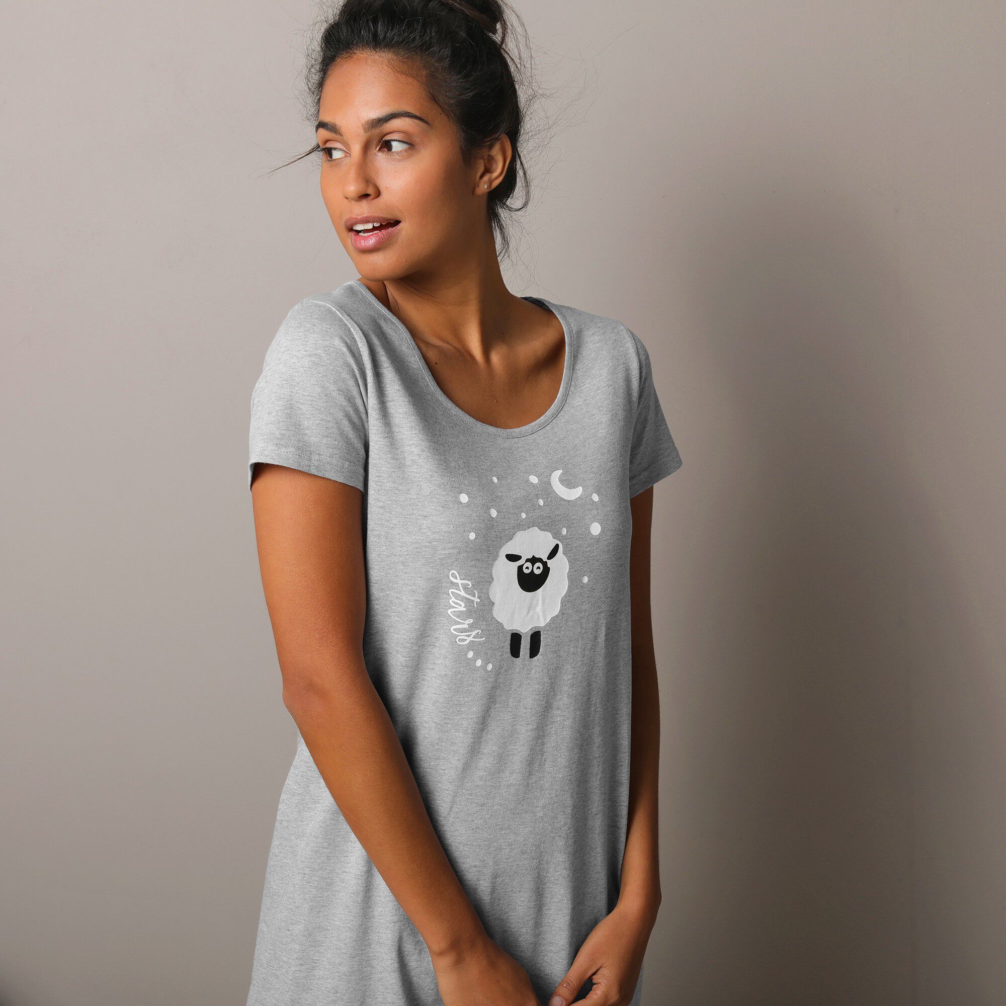 Chemise de nuit courte manches courtes imprimé 