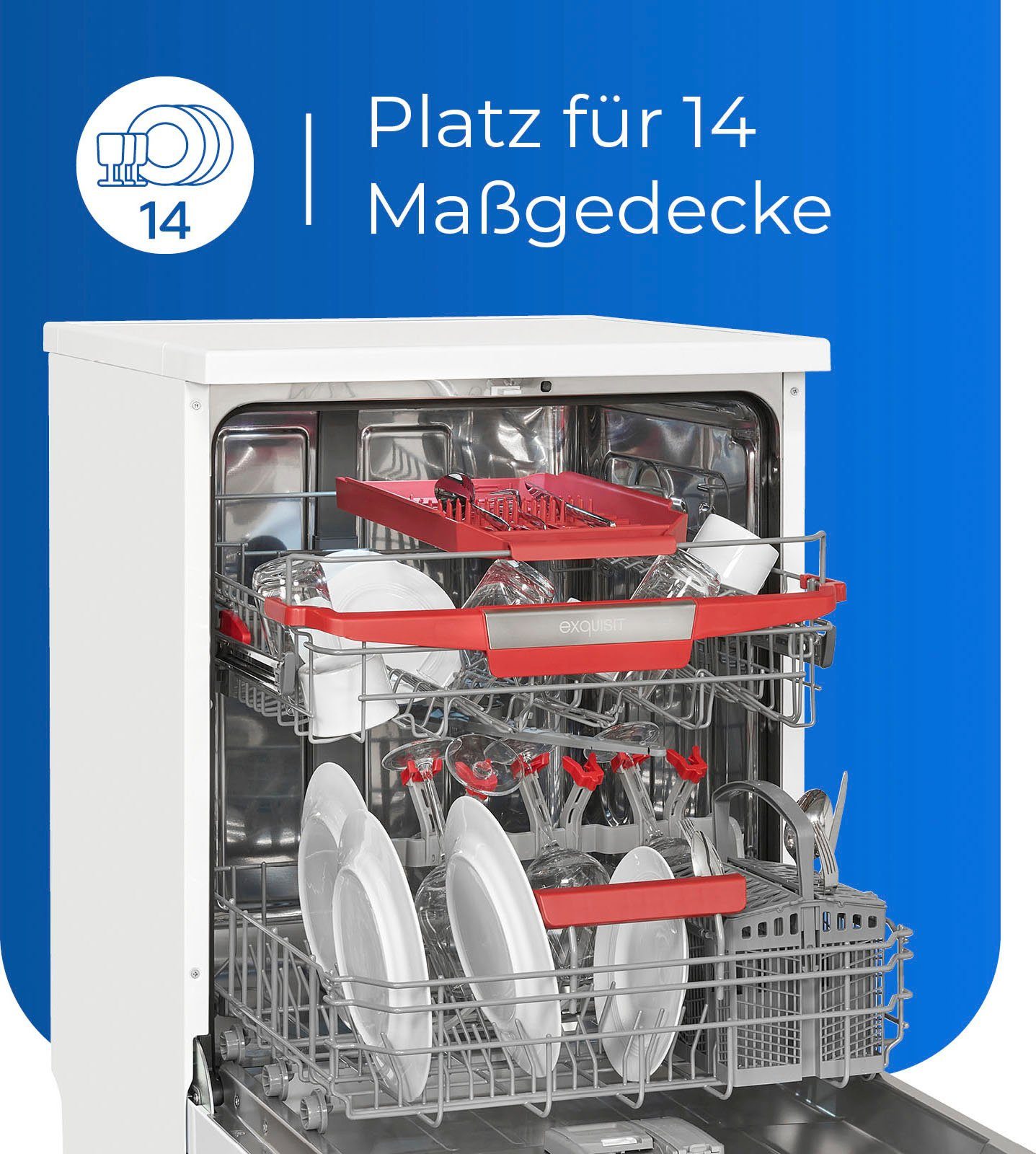 exquisit Standgeschirrspüler, GSP9614-030B, 14 Maßgedecke