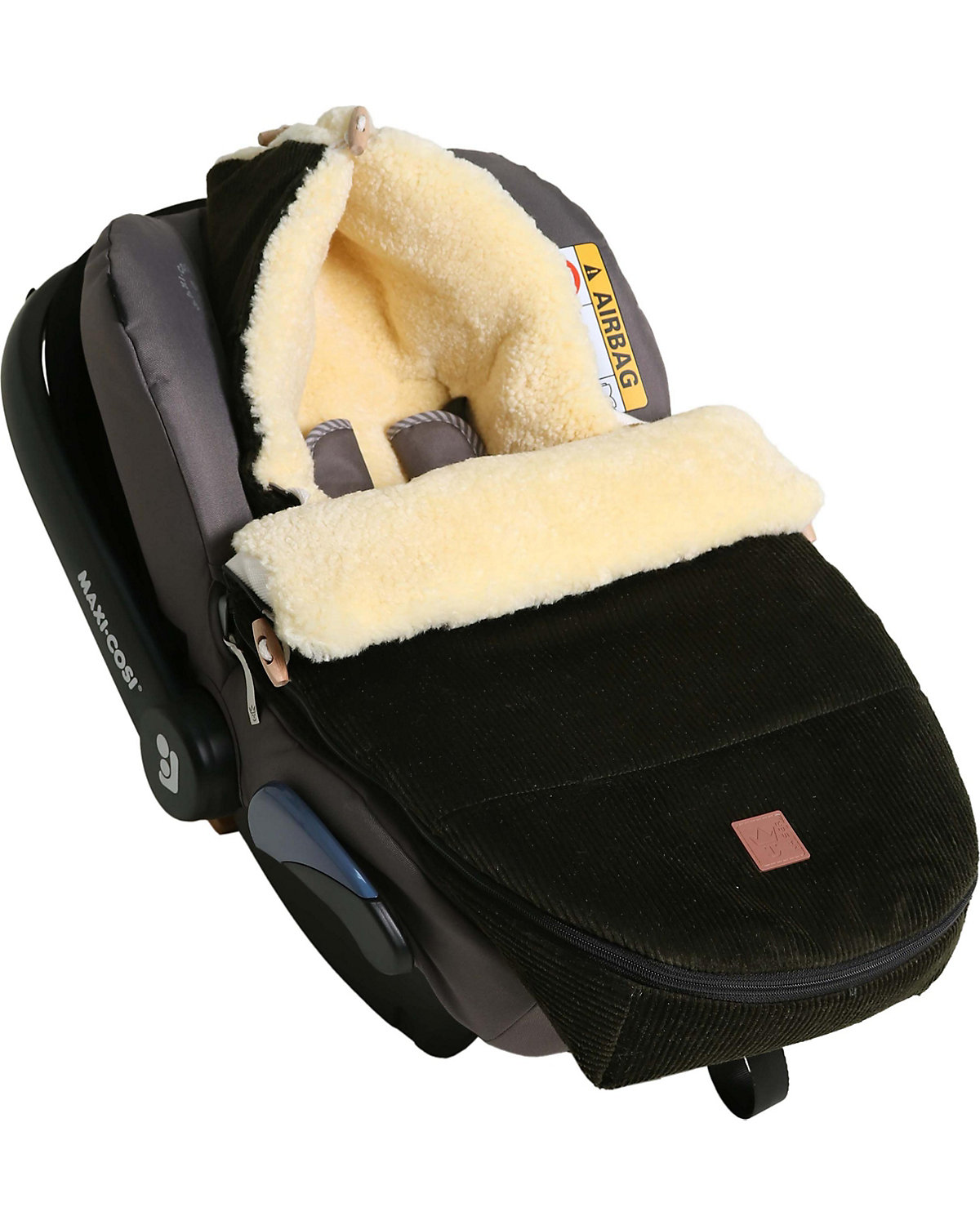 FILIA CORD Babyschalen Fußsack, Lammfell medizin, Fb. olive green