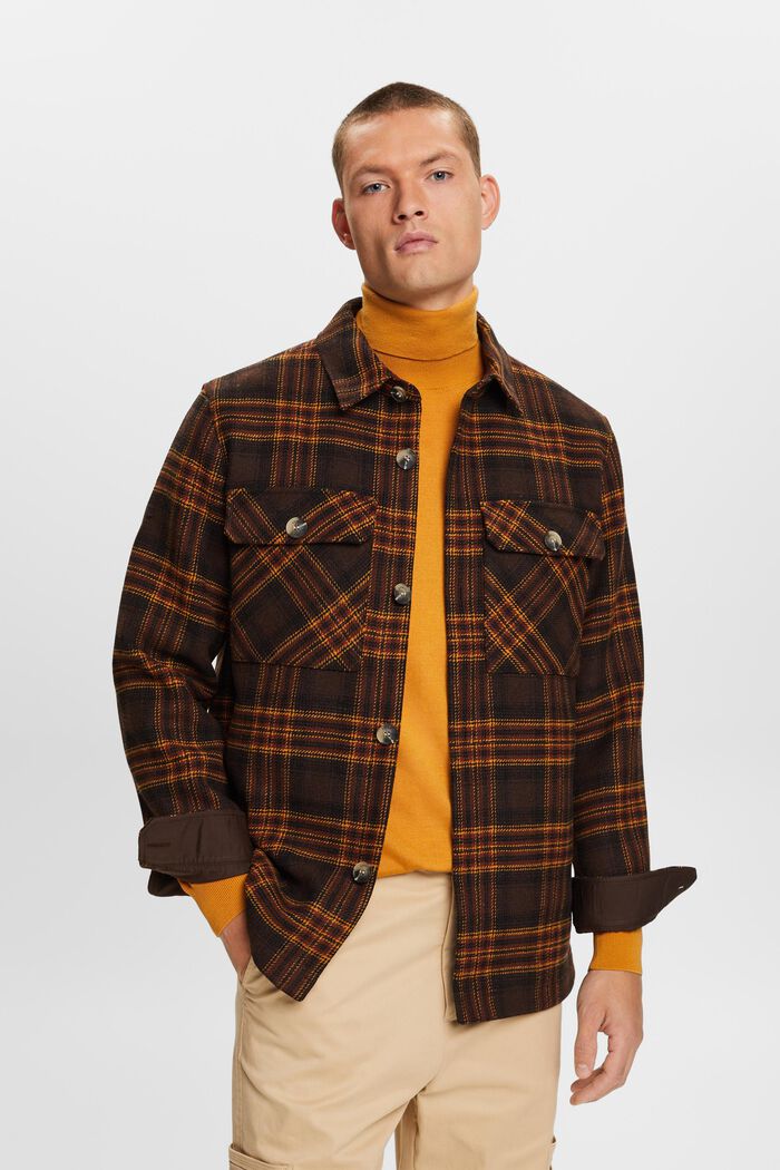 Kariertes Overshirt aus Wollmix