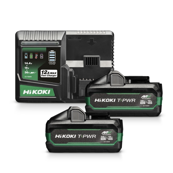 HiKOKI Tilbehør UC36YSL2WAZ Boosterpakke 2 x BSL3640MVT Acco Multivolt 36V 4.0Ah/18V 8.0Ah Li-Ion + Hurtigoplader UC36YSL2