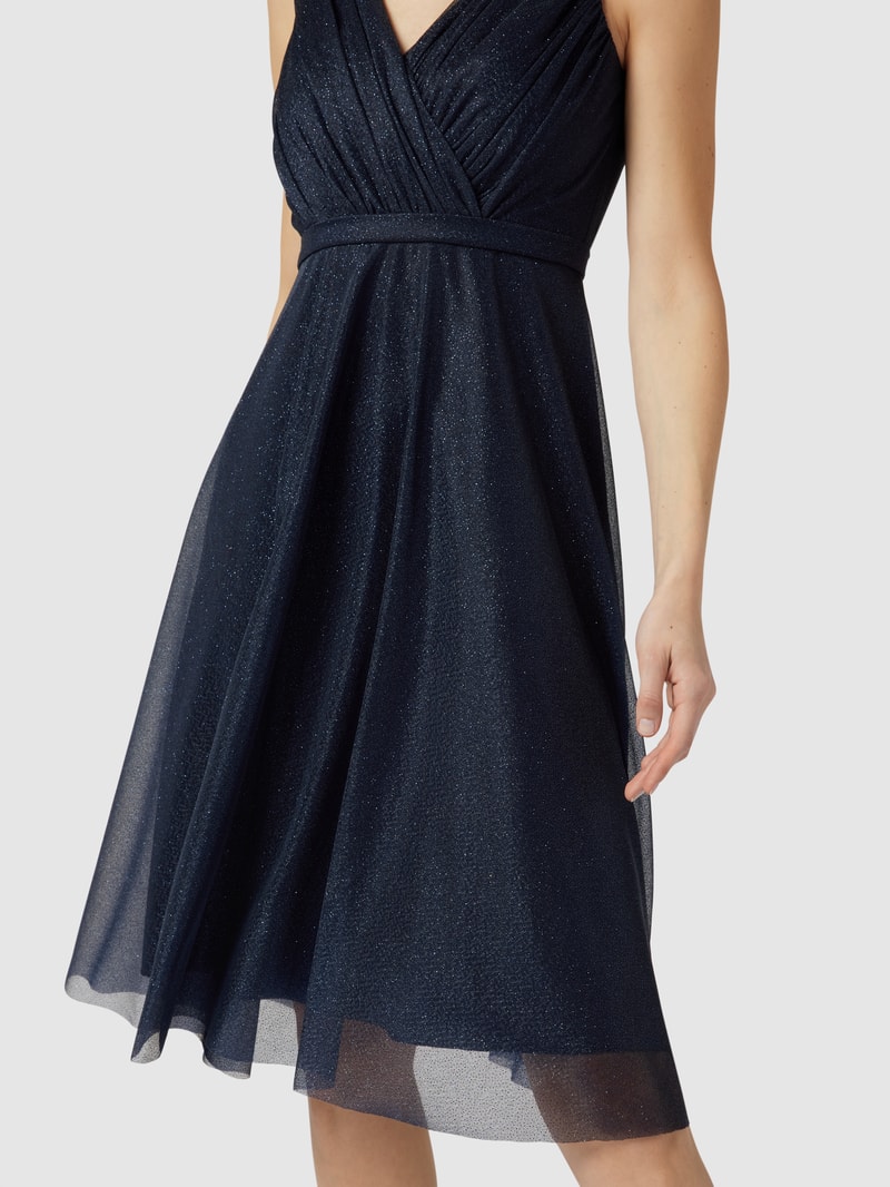 Cocktailkleid mit Taillenpasse in marineblau