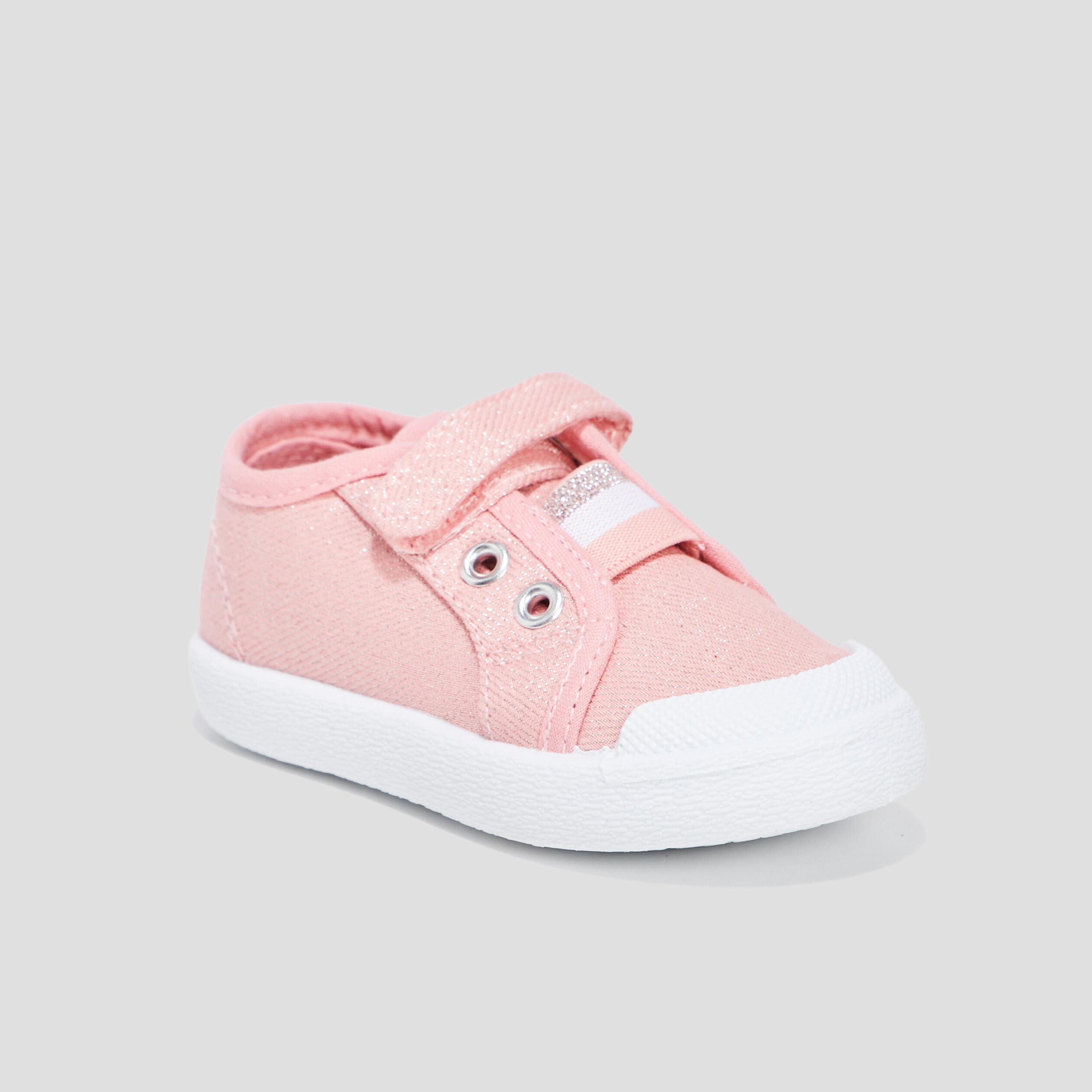 Tennis en toile à scratchs rose bébé fille | La Halle