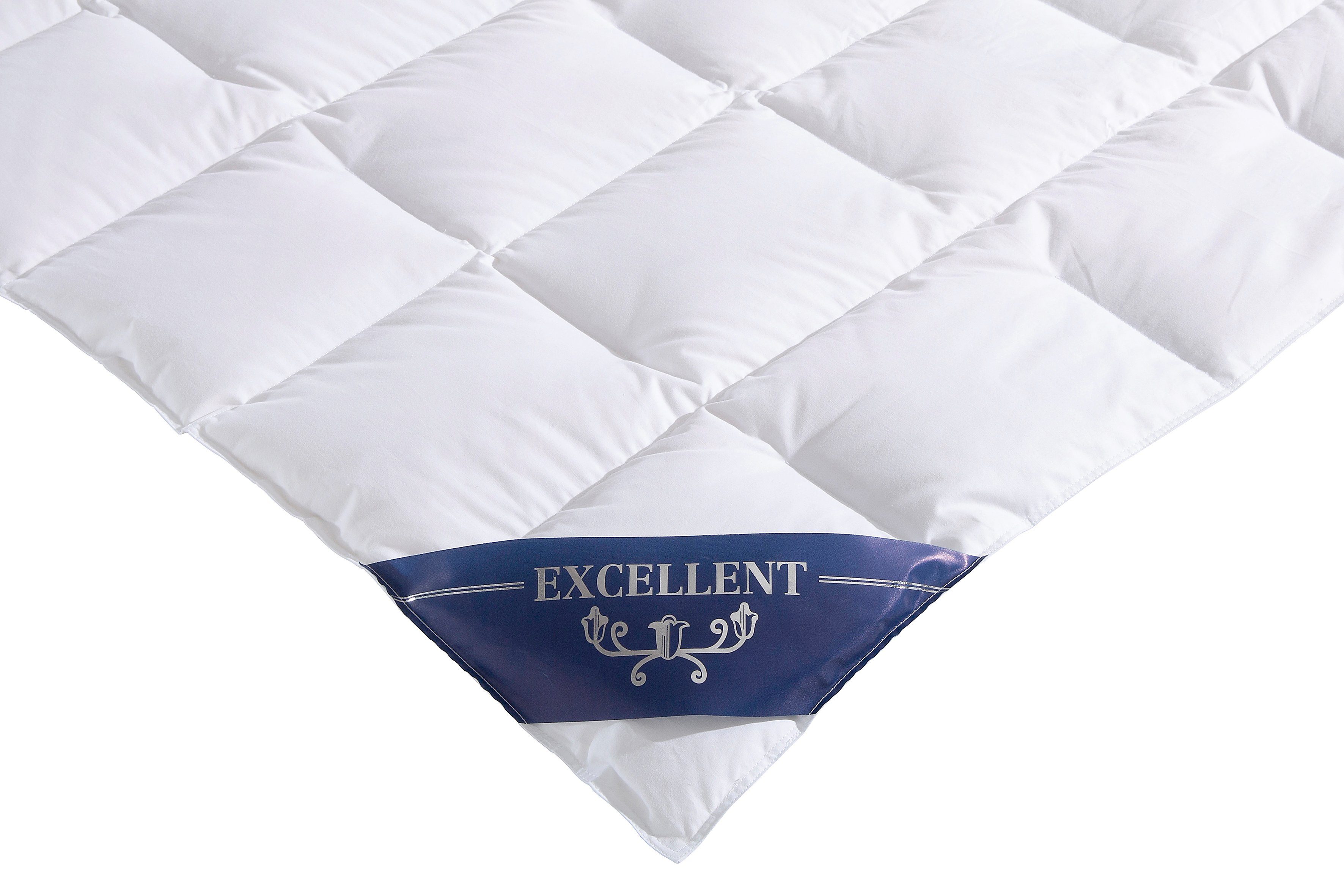 Daunenbettdecke + 3-Kammer-Kopfkissen, Zürich, Excellent, Füllung: 100% Daunen, Bezug: Einschütte (Bettdecke), Bettdecken-Set mit Kopfkissen, Bettdecke 135x200 und 155x220 cm