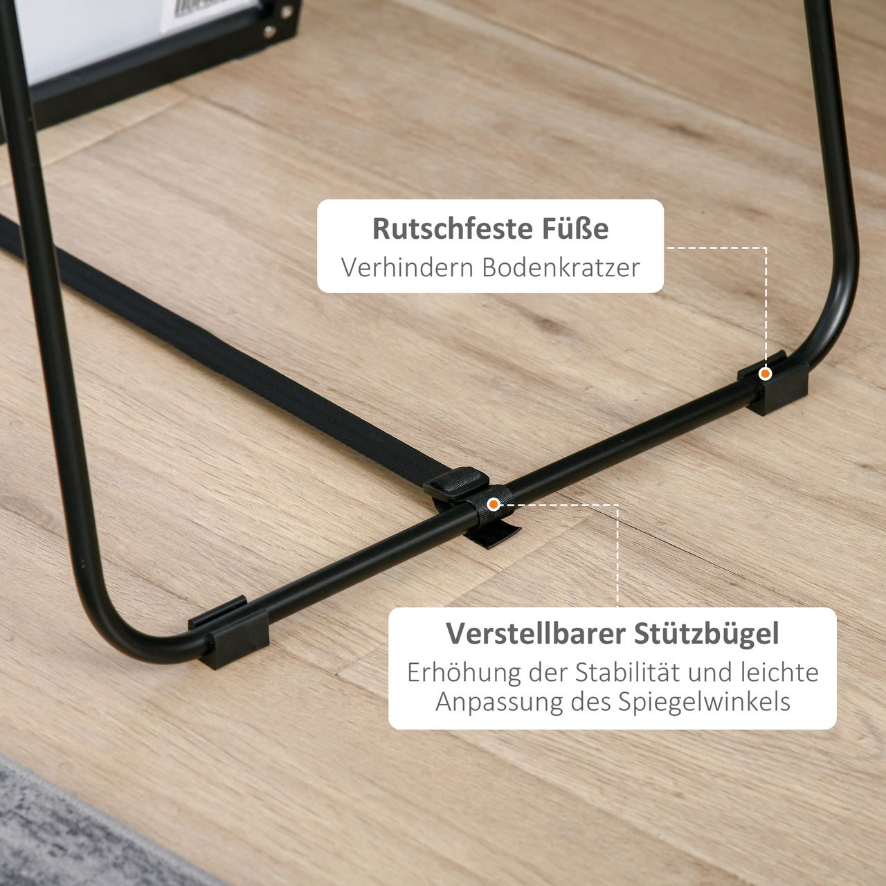 HOMCOM Standspiegel, freistehender Ganzkörperspiegel, Ankleidespiegel für Flur