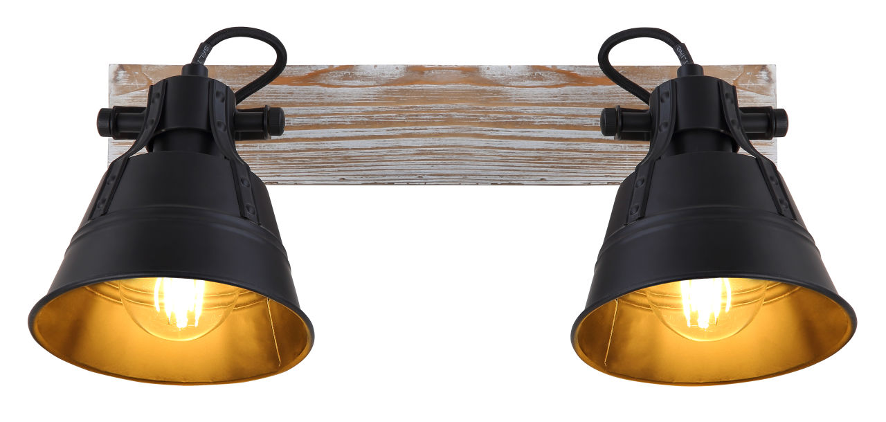 Globo Lighting - GÜNTHER - Strahler Holz weiß, 2x E27