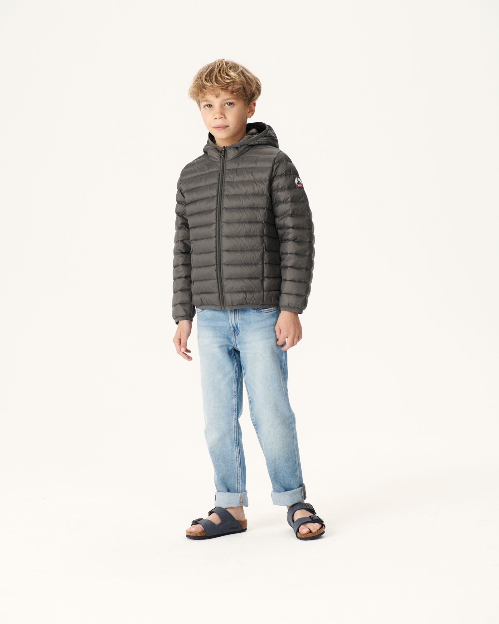 Doudoune légère à capuche enfant Anthracite Hugo