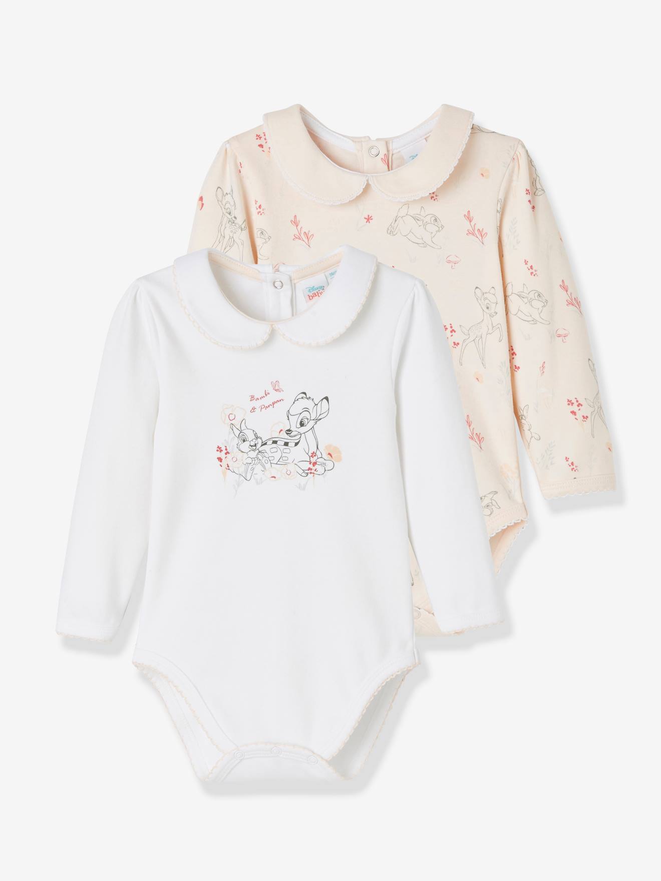 Lot de 2 bodies bébé fille DS Bambi® manches longues rose