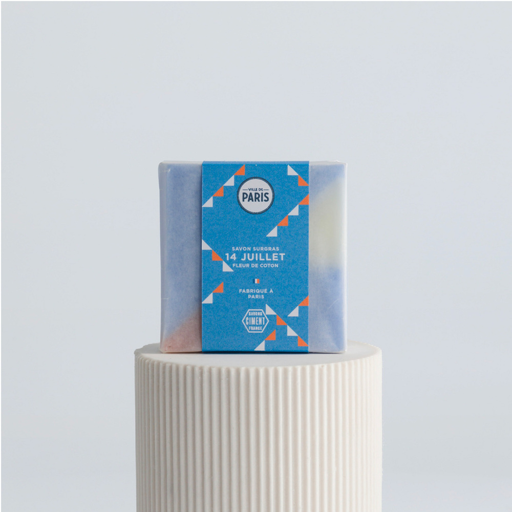 ciment 14 JUILLET Savon surgras corps motif 14 juillet - Fragrance Fleur coton Savon solide 100g