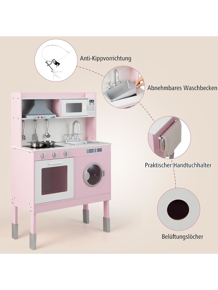 COSTWAY Spielküche in Rosa günstig kaufen 70 cm