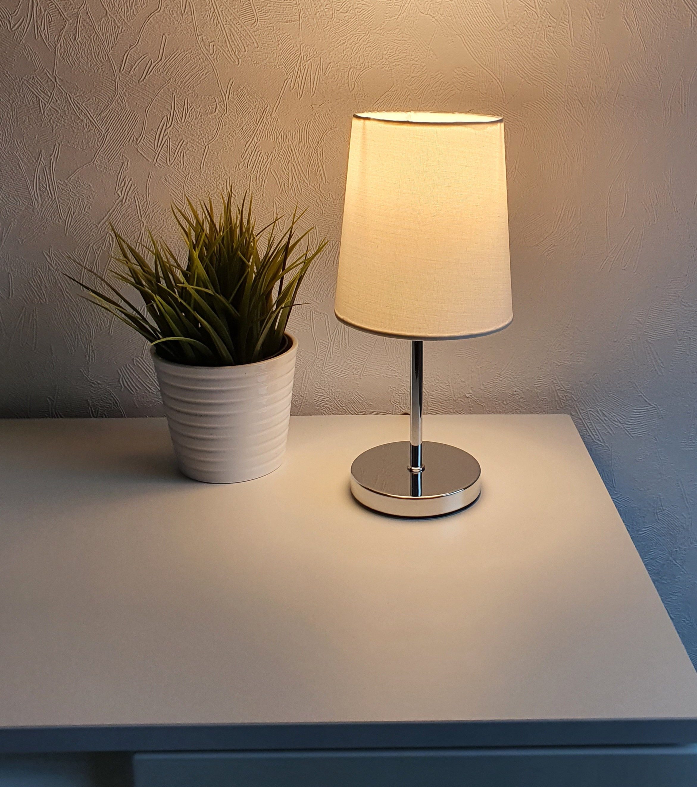 Lichthandel Hoch LED Tischleuchte Set LED Nachttischlampe Tischleuchte modern Stoffschirm incl. 3W LED, LED wechselbar, warmweiß, inklusive LED, nicht dimmbar, Doppelset