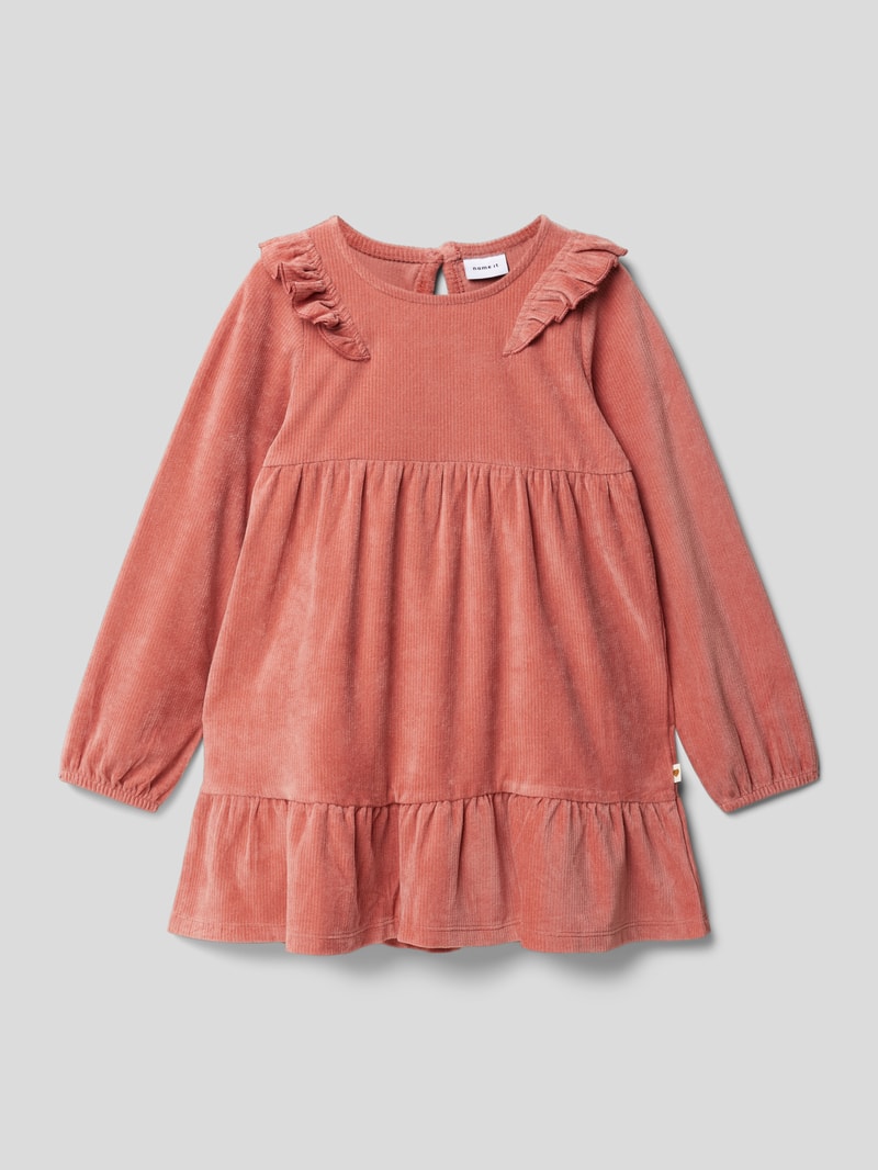 Knielanges Kleid mit Rüschen in altrosa