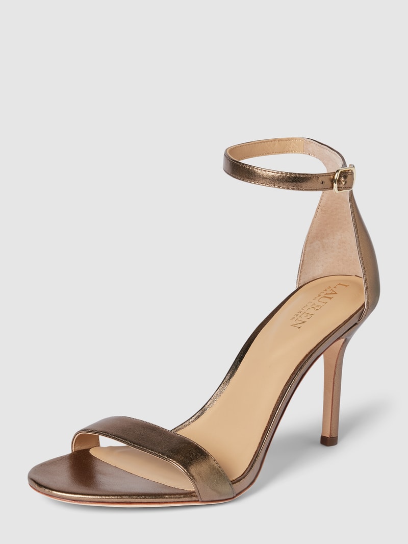 Sandalette aus Leder mit Dornschließe Modell 'ALLIE' in gold