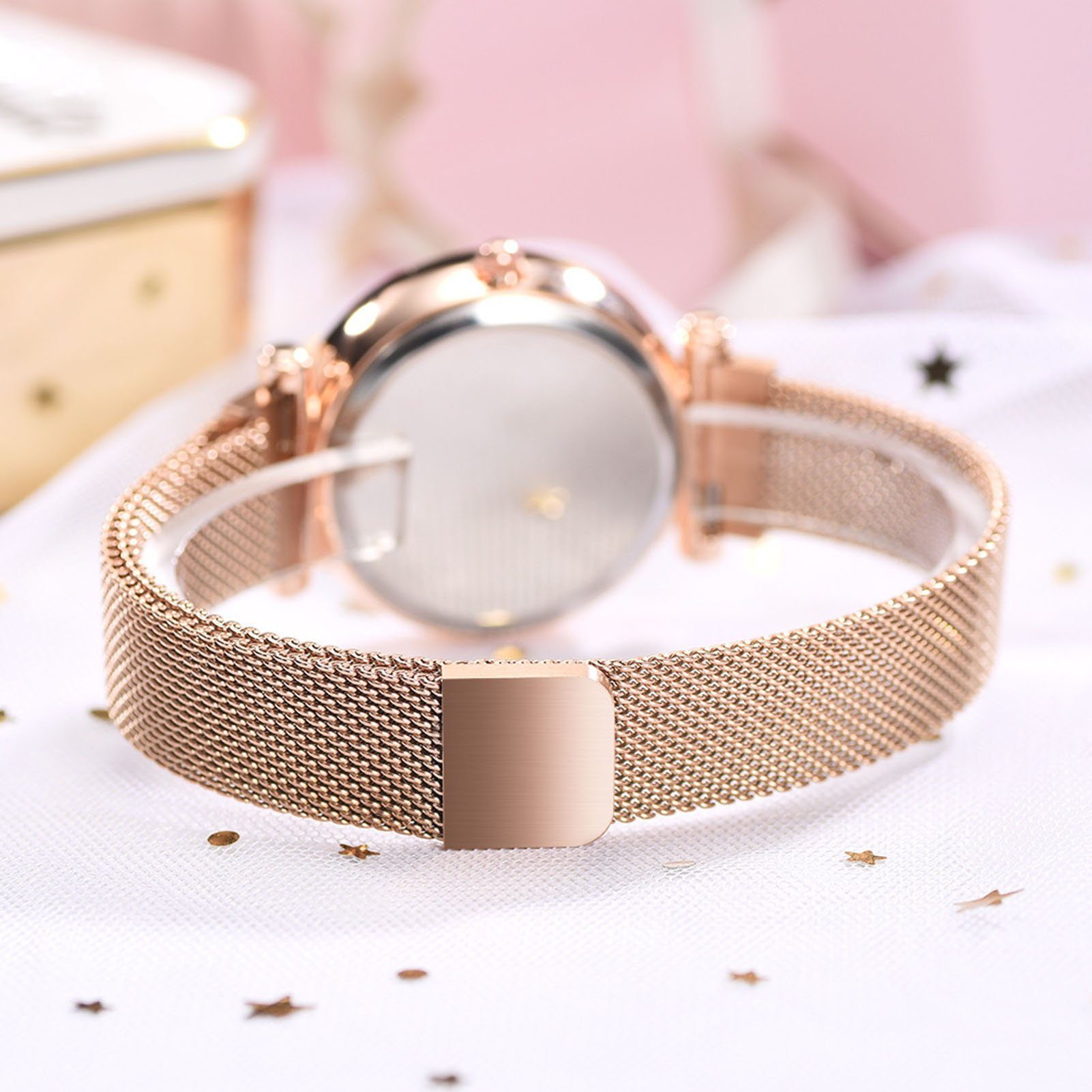 farfi Quarzuhr Starry Sky Damen Armbanduhr Set-Quarzuhr,Armbanduhr mit Armband Kasten, (1 x Uhr 1 x Armband 1 x Aufbewahrungsbox)