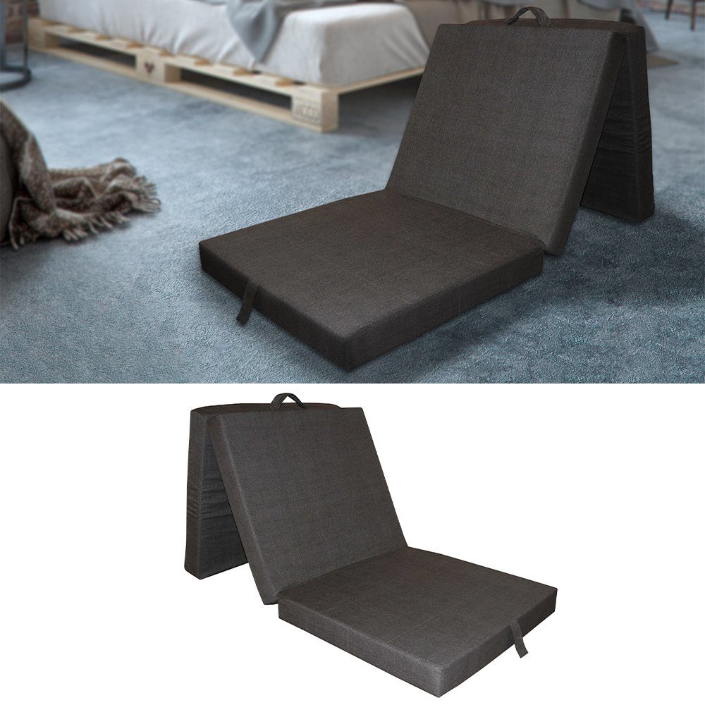 Klappmatratze Faltmatratze Reisematratze 190x70x10cm Anthrazit, VitaliSpa®, 10 cm hoch
