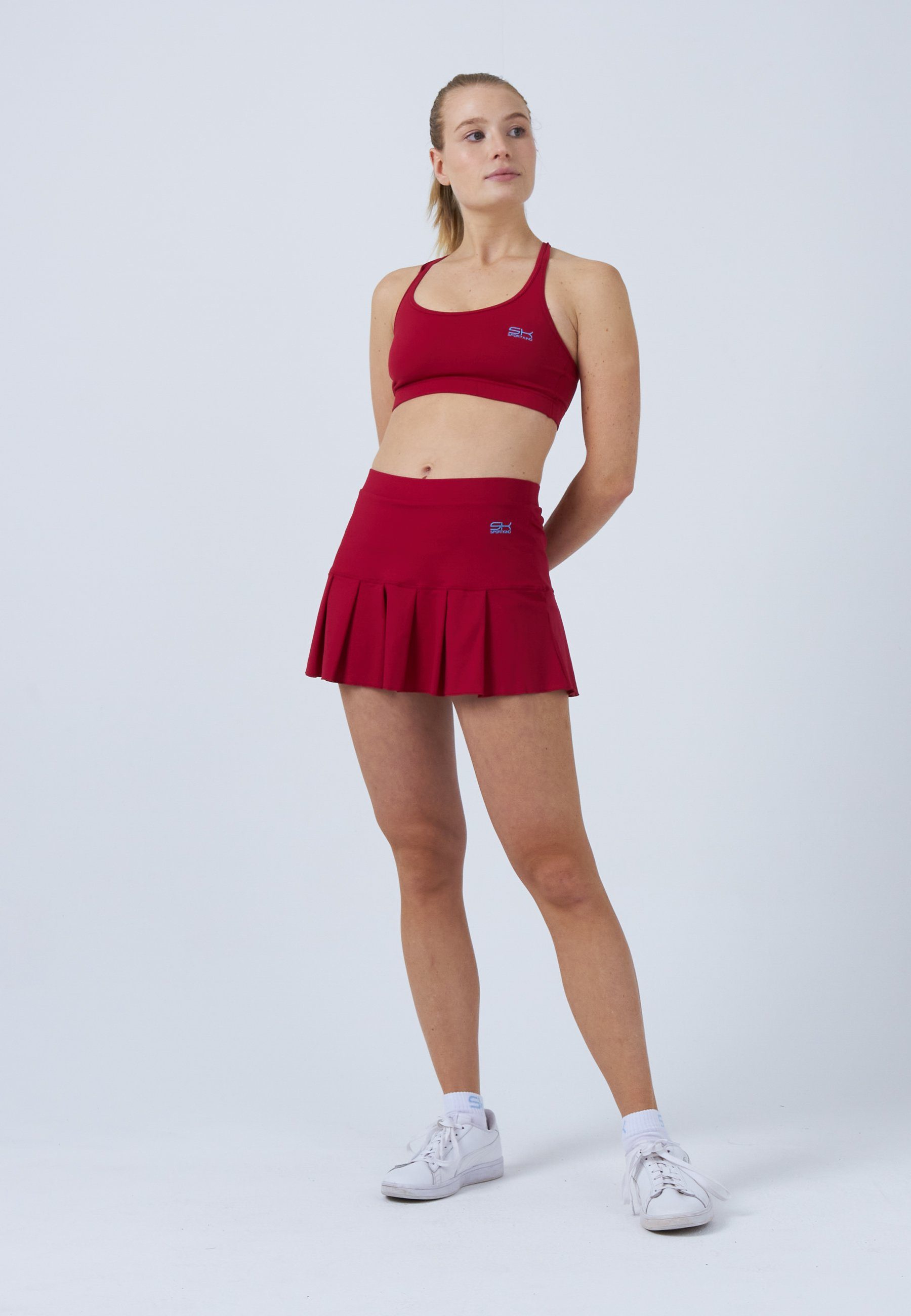 SPORTKIND Tennisrock Falten Tennis Skort Mädchen & Damen bordeaux rot