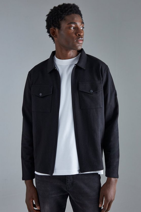 Jersey Utility Harrington-Jacke mit Man-Etikett