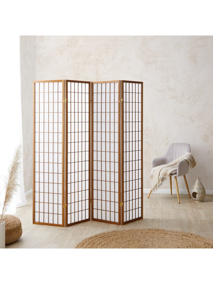 Homestyle4u 4-tlg. Paravent in Braun 176x175 günstig kaufen onesize