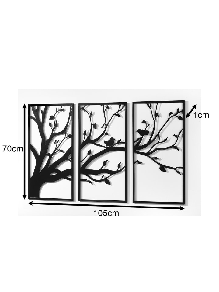 kobolo Metallbild TREE3PARTS in Schwarz günstig kaufen onesize