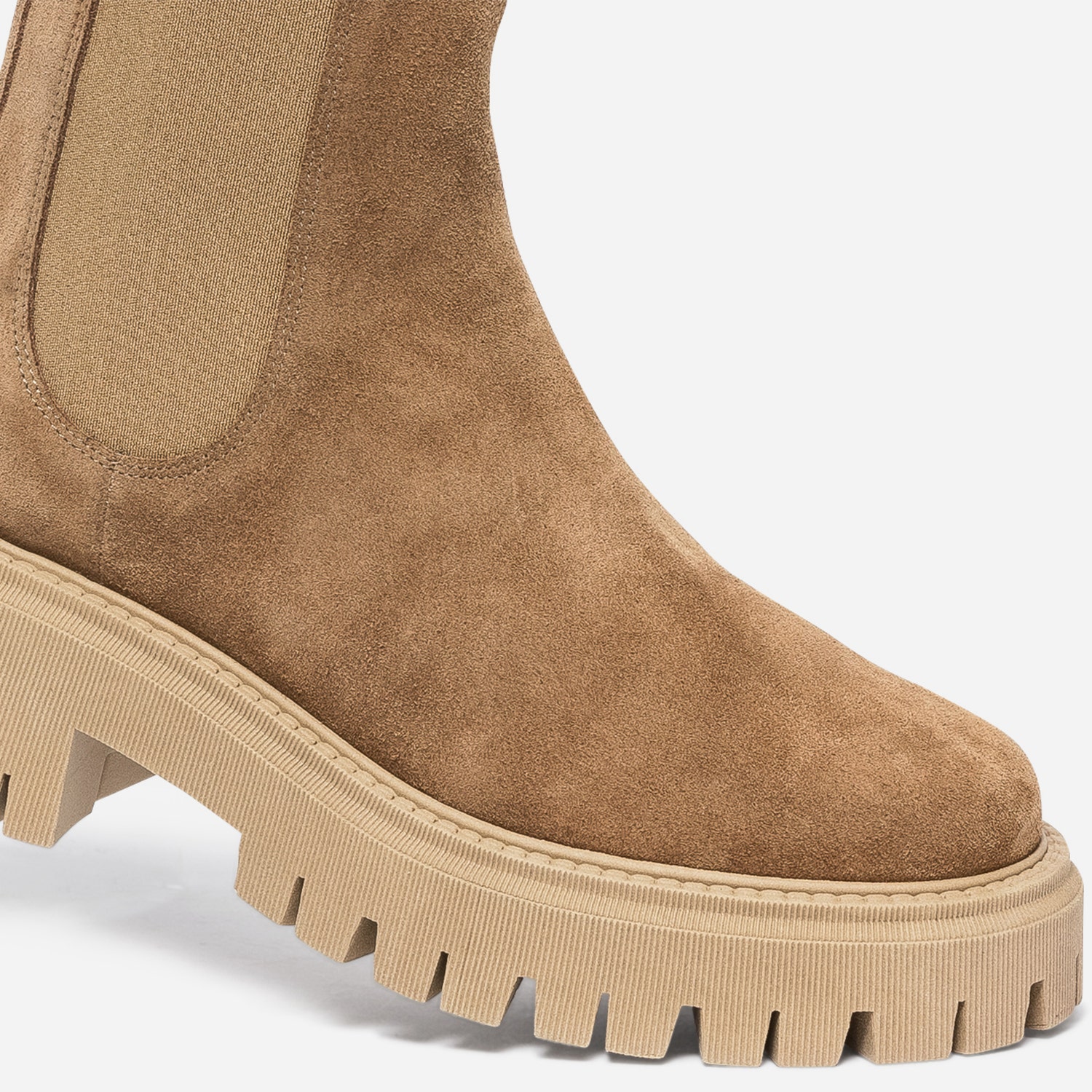 Chelsea boots cranté TEXTO camel cuir velours