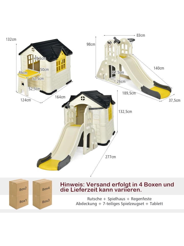 COSTWAY Spielhaus mit Rutsche in Gelb günstig kaufen onesize