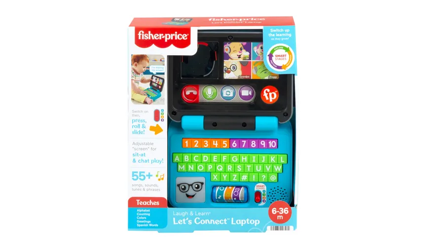 Fisher-Price Lernspaß Laptop, Lernspielzeug (Licht & Musik), ab 6 M.