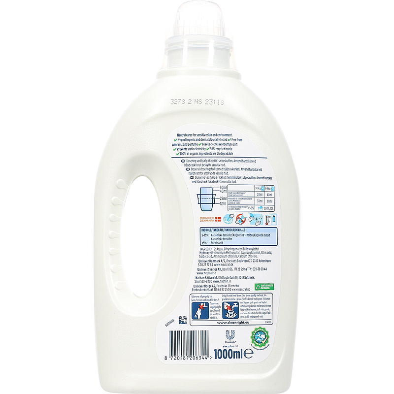Neutral Tøymykner 1000 ml parfymefri Neutral