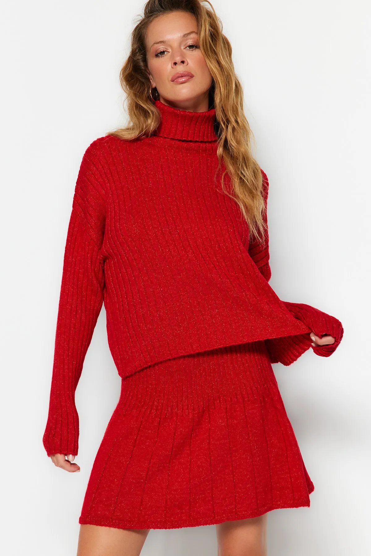 Trendyol Collection  Tile Crop Knitwear Bottom-Top-Set TWOAW24AU00019