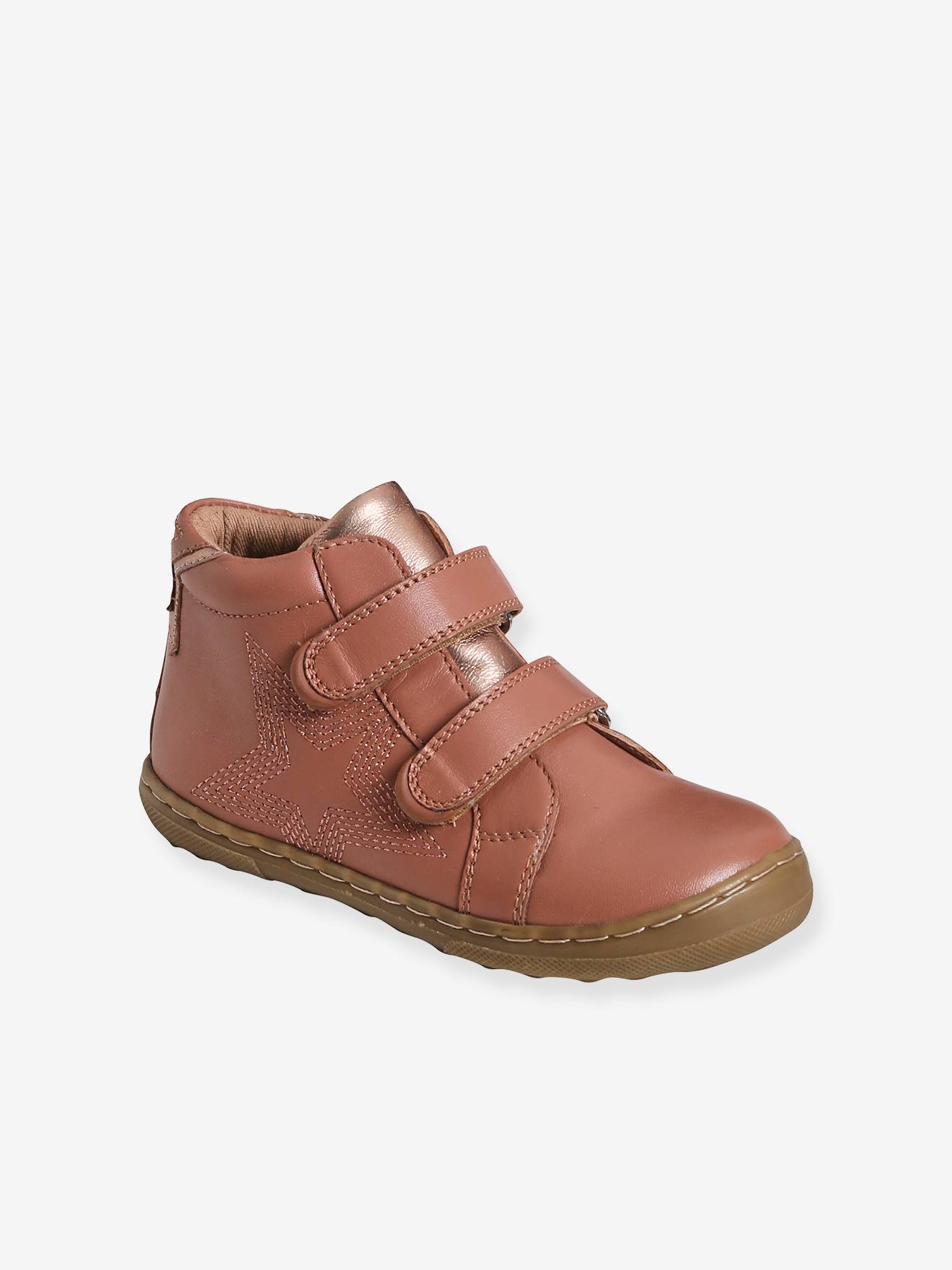 Bottines cuir scratchées fille collection maternelle rose