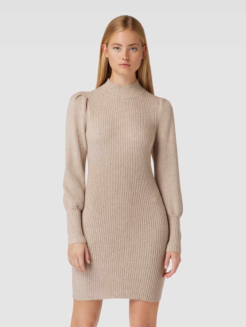 Strickkleid mit Stehkragen Modell 'KATIA' in beige